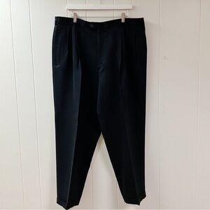 CONTE di MILANO Mens Black Pleated Pants Dress SZ 40 X 29 Cuffed Pockets Belted